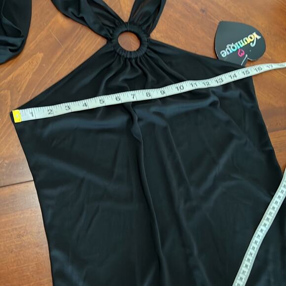 Younique Y2K Vintage Black Halter Dress Juniors Size Large Asymmetrical Clubwear - Picture 8 of 9